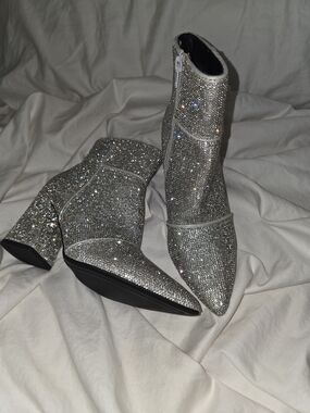 Target Silver Crystal Pointed Toe Ankle Booties